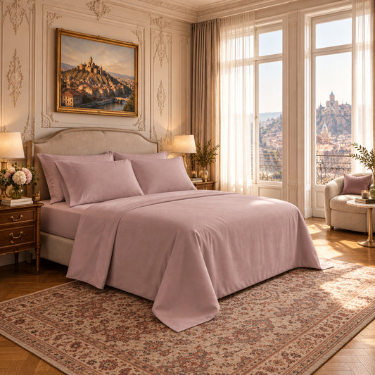 Dluxe Ave. (TWIN) 3Pcs Bed Sheets Set/ 600 TC 100% Cotton/ Dusty Rose
