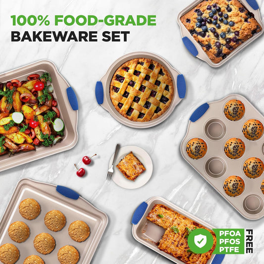 Dluxe Ave. Bakeware Set/ Oven Trays Gold 6 pc