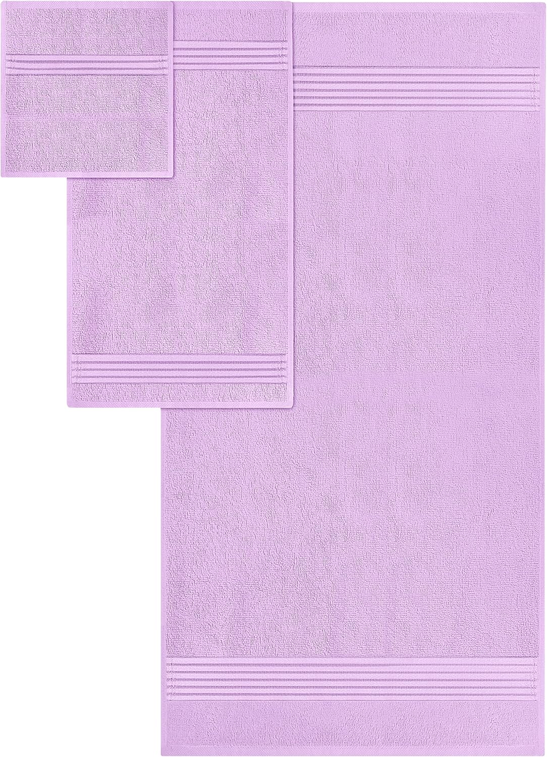 Dluxe Ave. Utopia Towels 8-Piece Premium Towel Set 2 Bath Towels 2 Hand Towels and 4 Wash Cloths 100% Ring Spun Cotton Highly Absorbent Towels for Bathroom Sports and Hotel (Lavender)