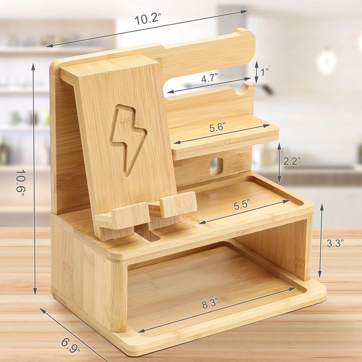 Dluxe Ave. Charging Station/ Docking Nightstand Organizer Storage