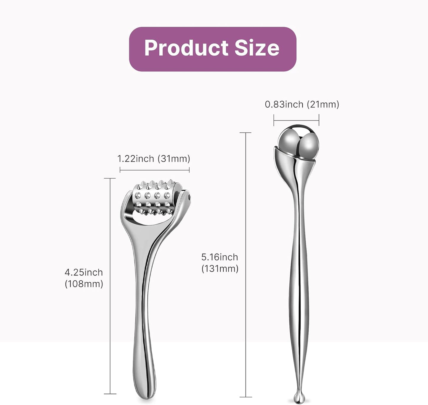 Dluxe Ave. QooWo Eye Roller Upgrade 2 in 1 Kit Face Rollers Face Massager Tool for Puffiness Eye Bags Eye Soreness