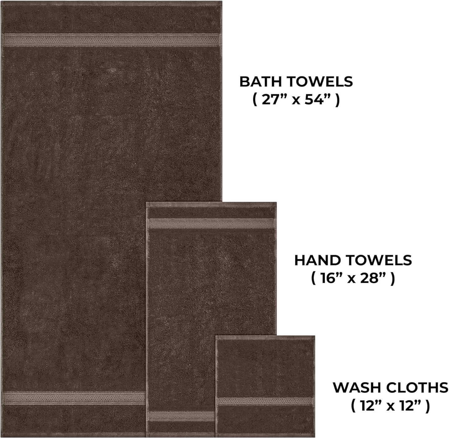 Dluxe Ave. Homes Perception Luxury 8 Pack Towel Set | 100% Cotton Towel | 600 GSM 2 (Dark Brown)