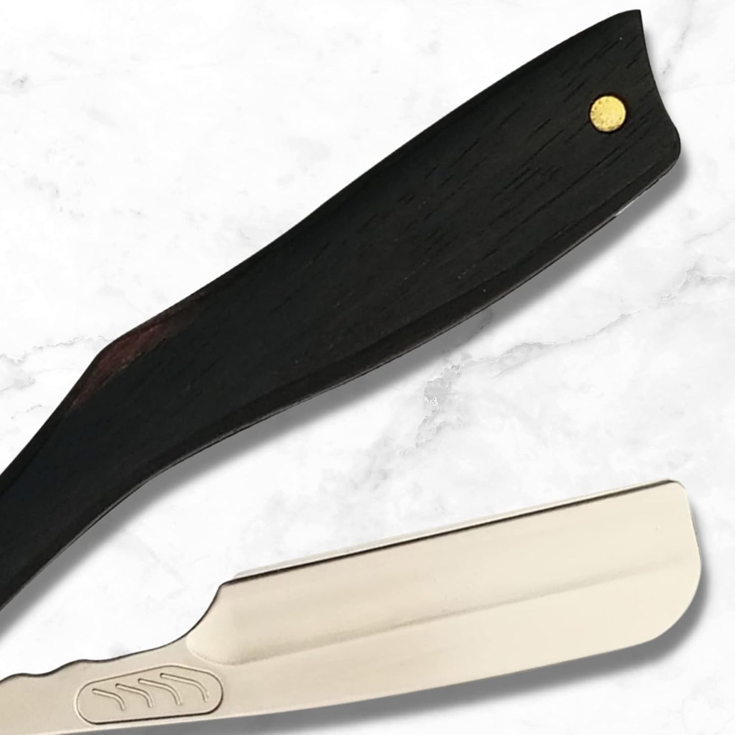 Dluxe Ave. Straight Razor/ Solid Wood Handle and Saki Shears Blade/ Ebony