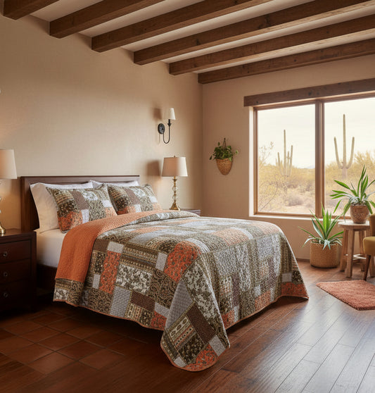 Dluxe Ave. (QUEEN) 3-Pieces Cotton Quilt Bedding Set
