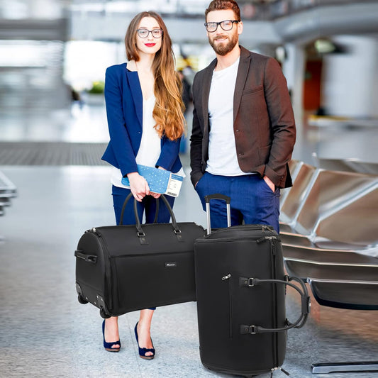 Dluxe Ave. Large Garment Duffle Bag with Wheels/ 3 in 1 Garment Suit Luggage/ Black