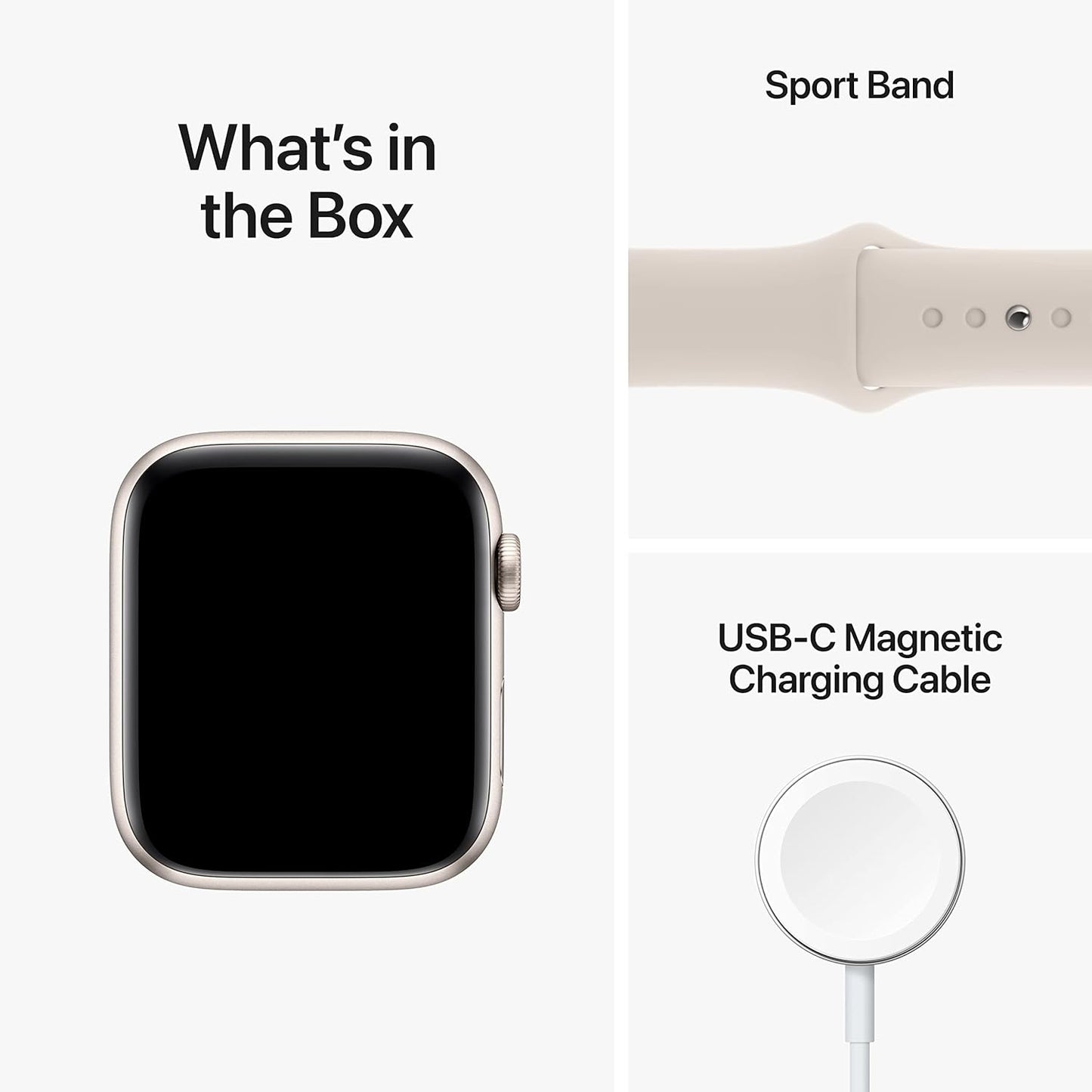 Dluxe Ave. Apple Watch SE (2nd Gen) (GPS + Cellular 44mm) - Starlight Aluminum Case with Starlight Sport Band S/M (Renewed)