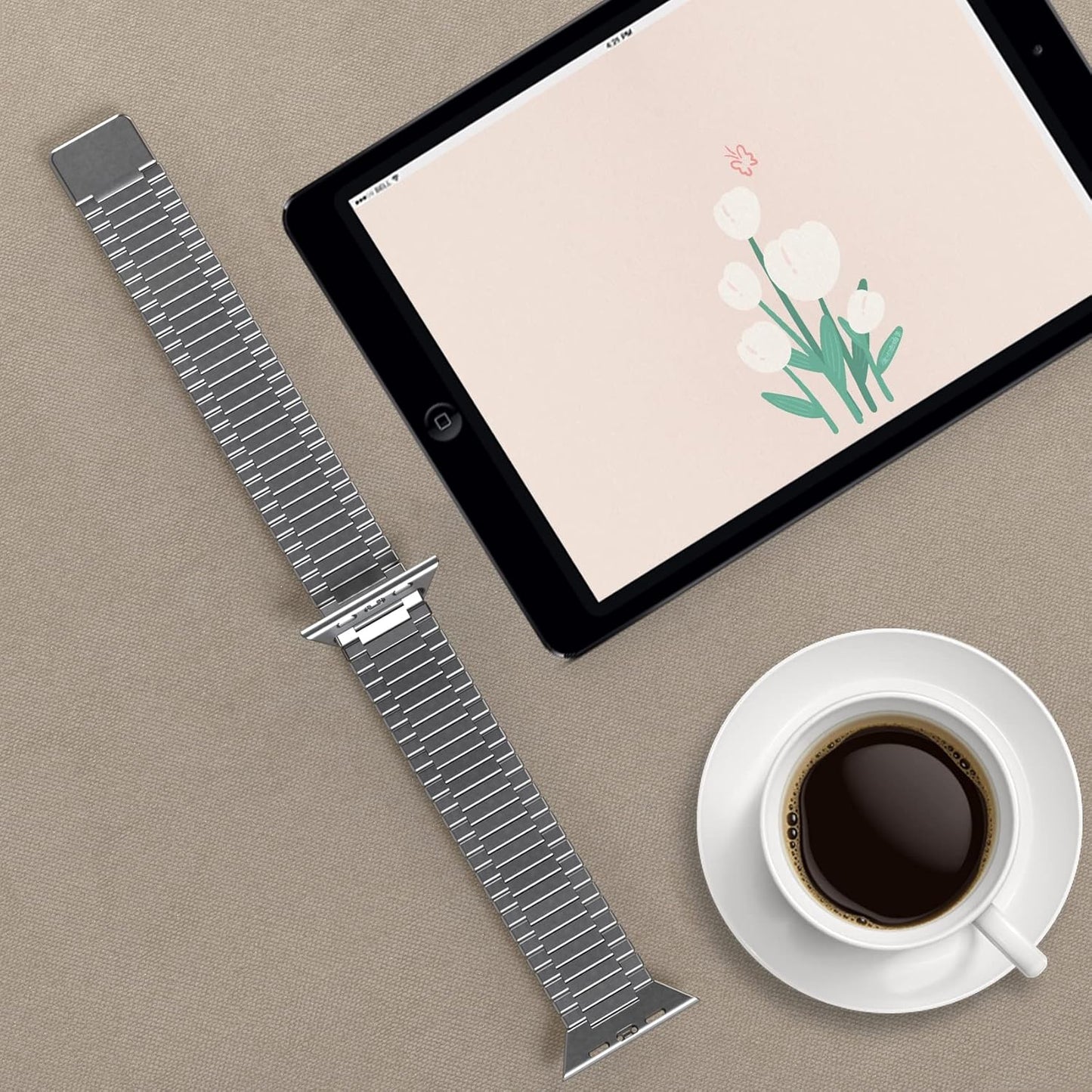 Dluxe Ave. Metal Stainless Steel Magnetic Band Compatible for Apple Watch Bands 38mm 40mm 41mm 42mm 44mm 45mm 49mm Adjustable Business Stainless Steel Metal Band for iWatch Series Ultra 8 7 6 5 4 3 2 1 SE (Silver 42/44/45/49mm)