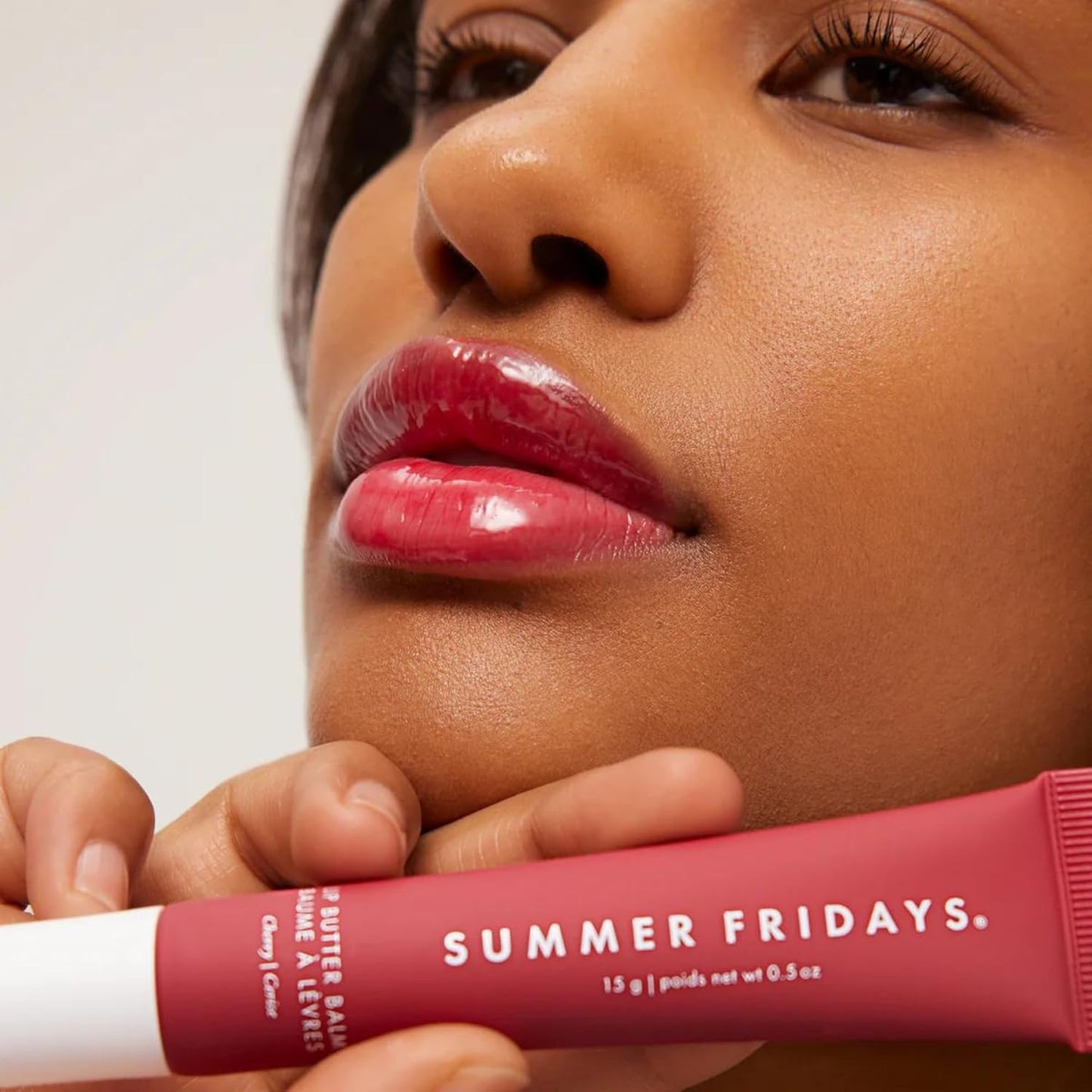 Dluxe Ave. Summer Fridays Lip Butter Balm - Conditioning Lip Mask and Lip Balm for Instant Moisture Shine and Hydration - Sheer-Tinted Soothing Lip Care - Cherry (.5 Oz)