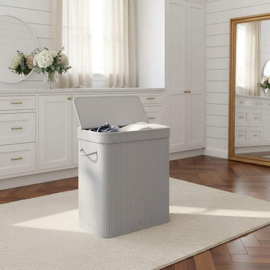 Dluxe Ave. Laundry Hamper with Lid/ BambooDove Gray