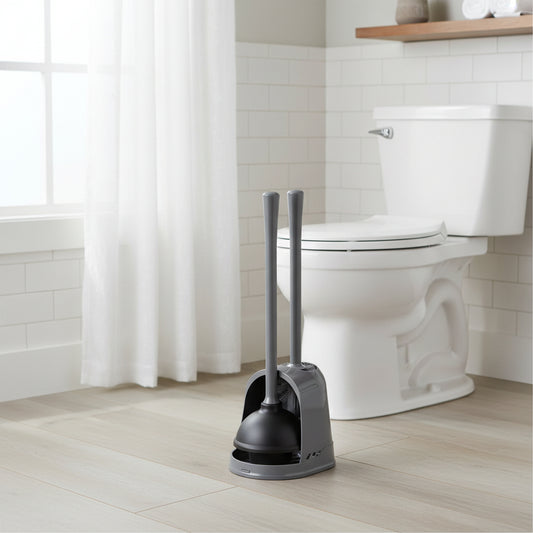 Dluxe Ave. Toilet Plunger and Brush/ Heavy Duty 2-in-1 (Gray 1 Set)
