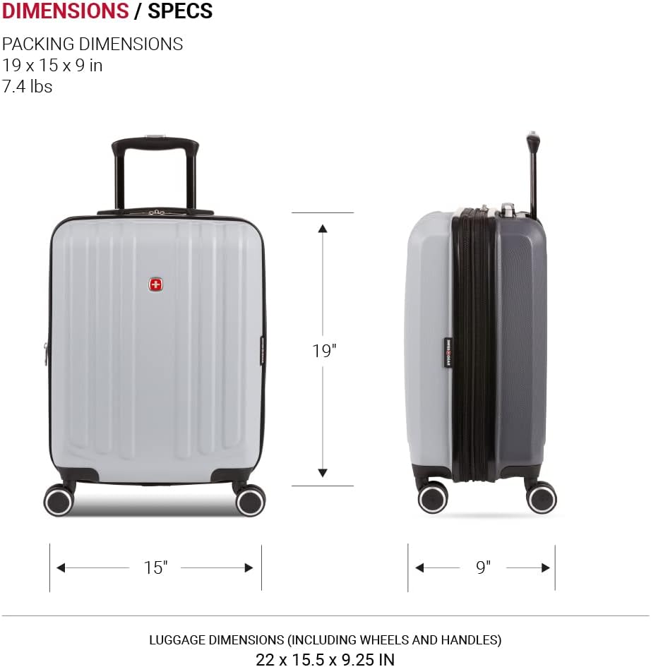 Dluxe Ave. Hardside Expandable Luggage with Spinner Wheels/ (Ash Grey) 19-Inch