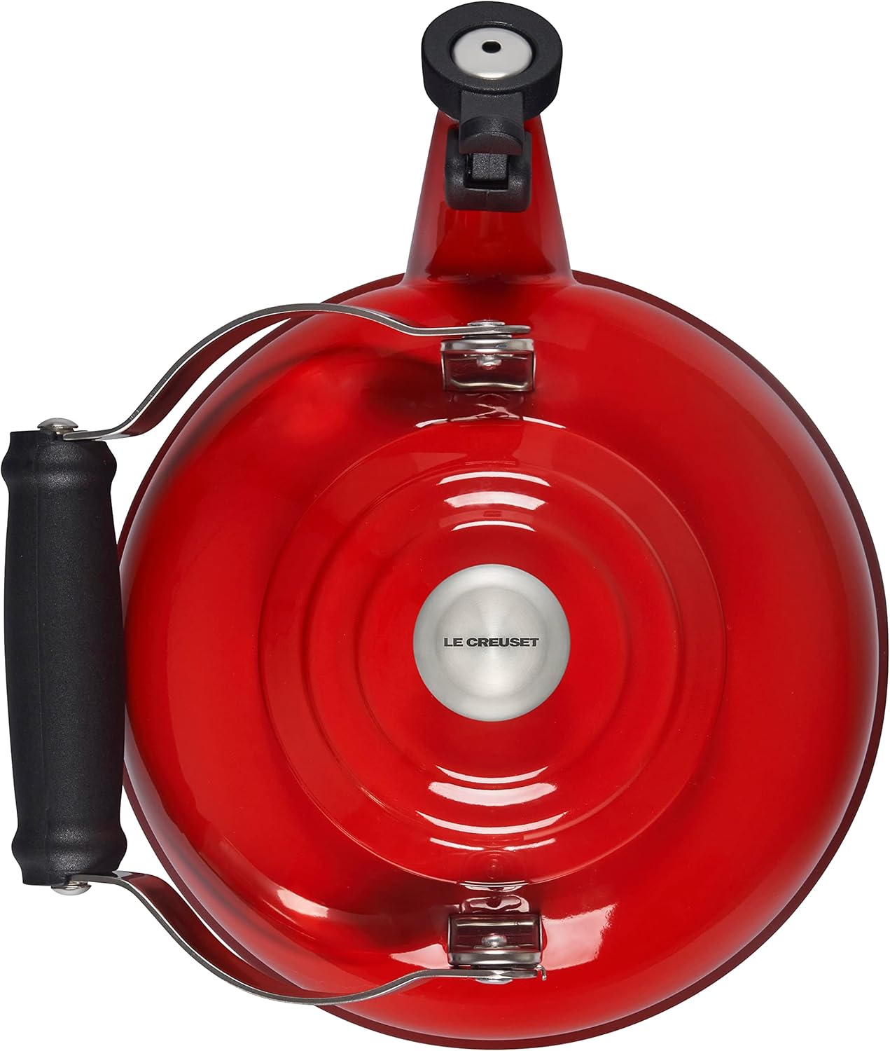 Dluxe Ave. ( Limited Edition) Enamel On Steel Whistling Tea Kettle with Metal Finishes 1.7 qt. Cerise