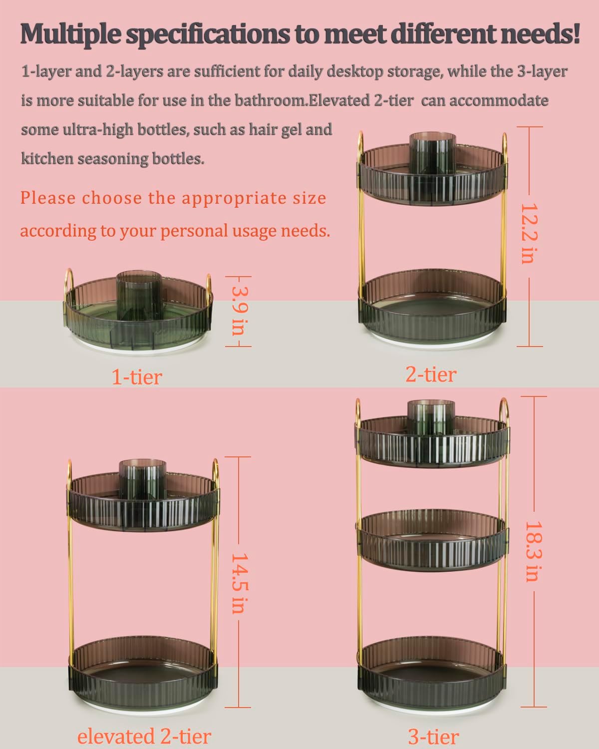 Dluxe Ave. 360 ° rotary makeup organizer bathroom counter organizer