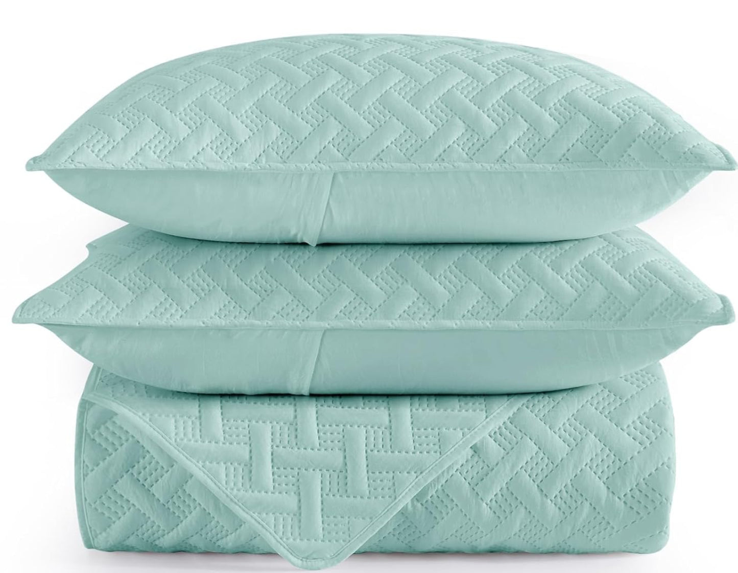 Dluxe Ave. ( FULL/ QUEEN ) 3 Pieces Quilt Bedding Set/ Aqua Green