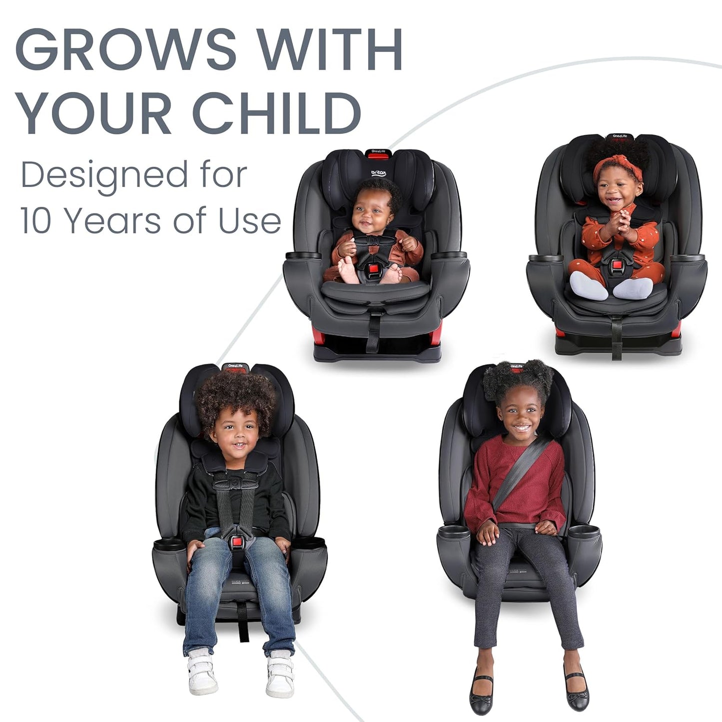Dluxe Ave. Convertible Car Seat/ 5 to 120 Pounds/ Converts from Rear-Facing Infant Car Seat to Forward-Facing/ Booster Seat/ Onyx Stone