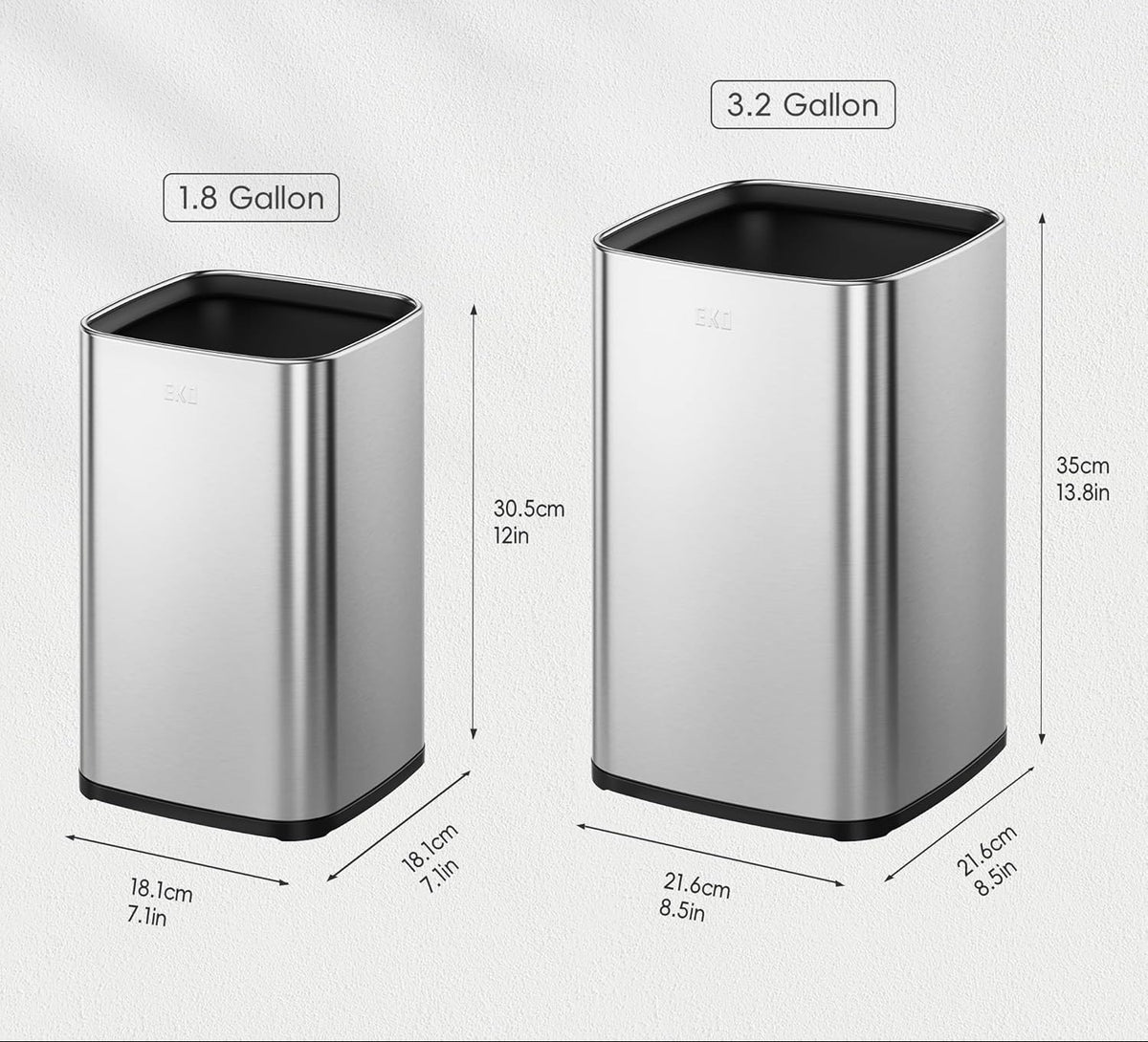 Dluxe Ave. 2-Pack Stainless Steel Open Top Trash Can/ with Removable Inner Basket