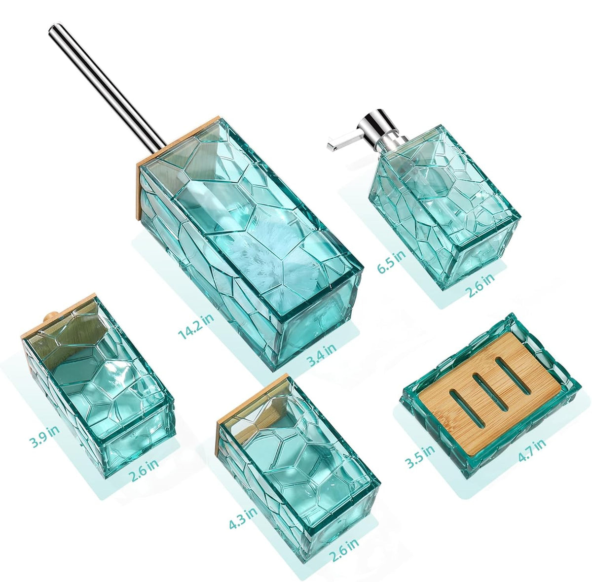 Dluxe Ave. Teal Blue Beach Bathroom Accessories Set (Teal)