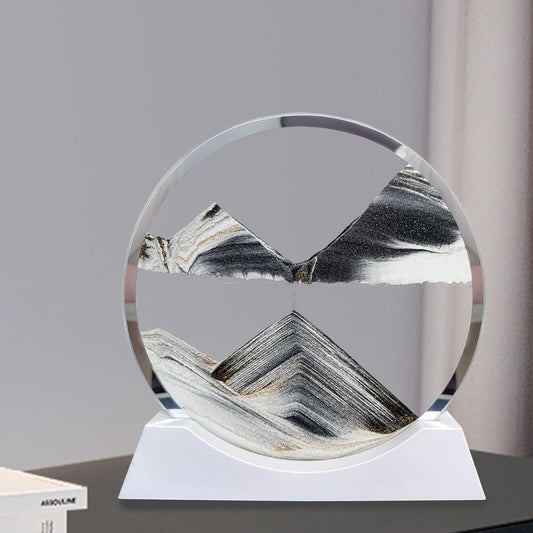 Dluxe Ave. 12" Sand Art with Light/ 3 Color/ Round Glass 3D/ Landscapes/ Black