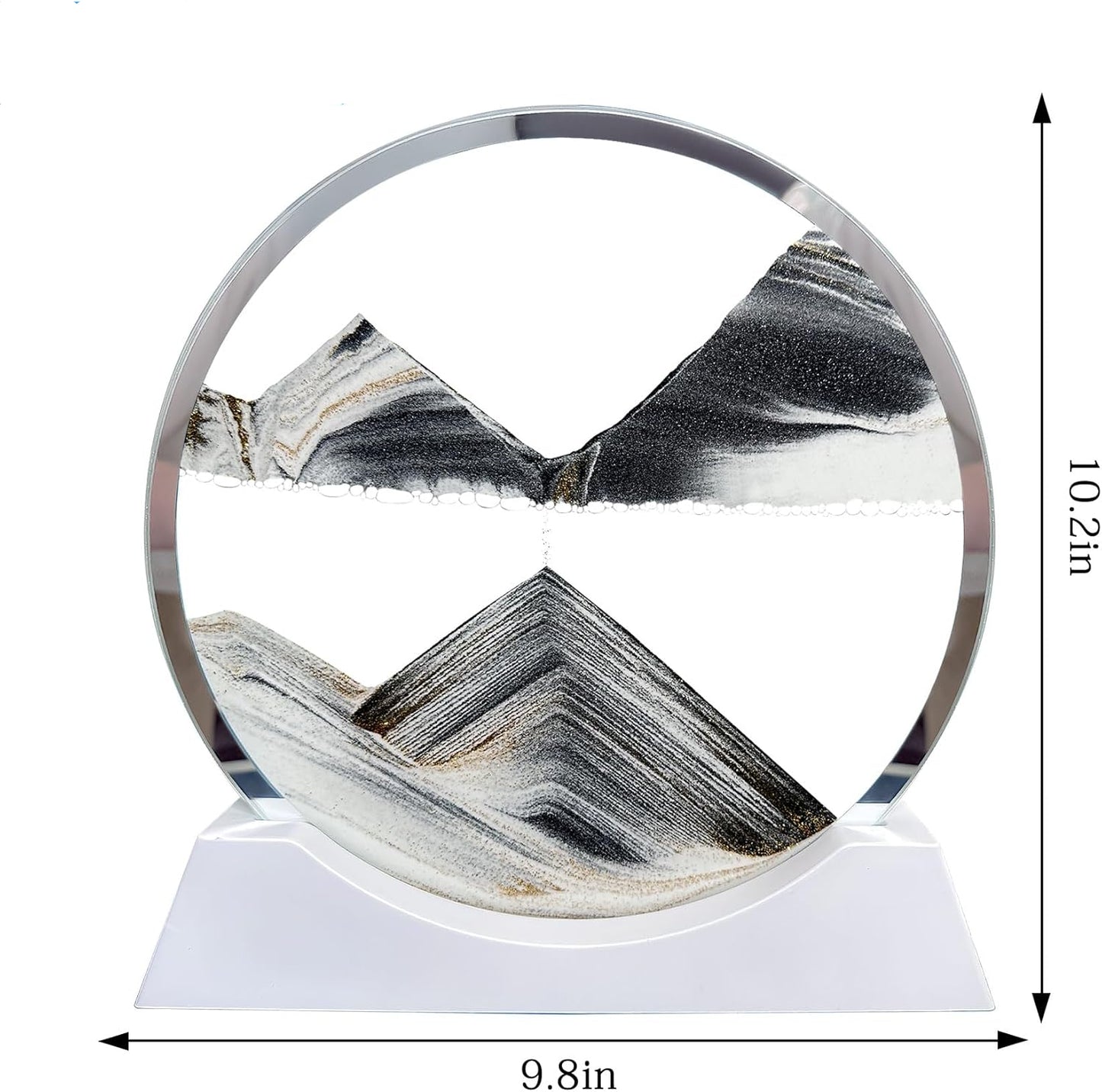Dluxe Ave. 12" Sand Art with Light/ 3 Color/ Round Glass 3D/ Landscapes/ Black