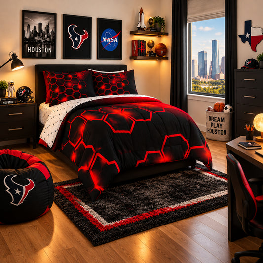 Dluxe Ave. (TWIN) 2Pcs Bedding Set/ Red & Black