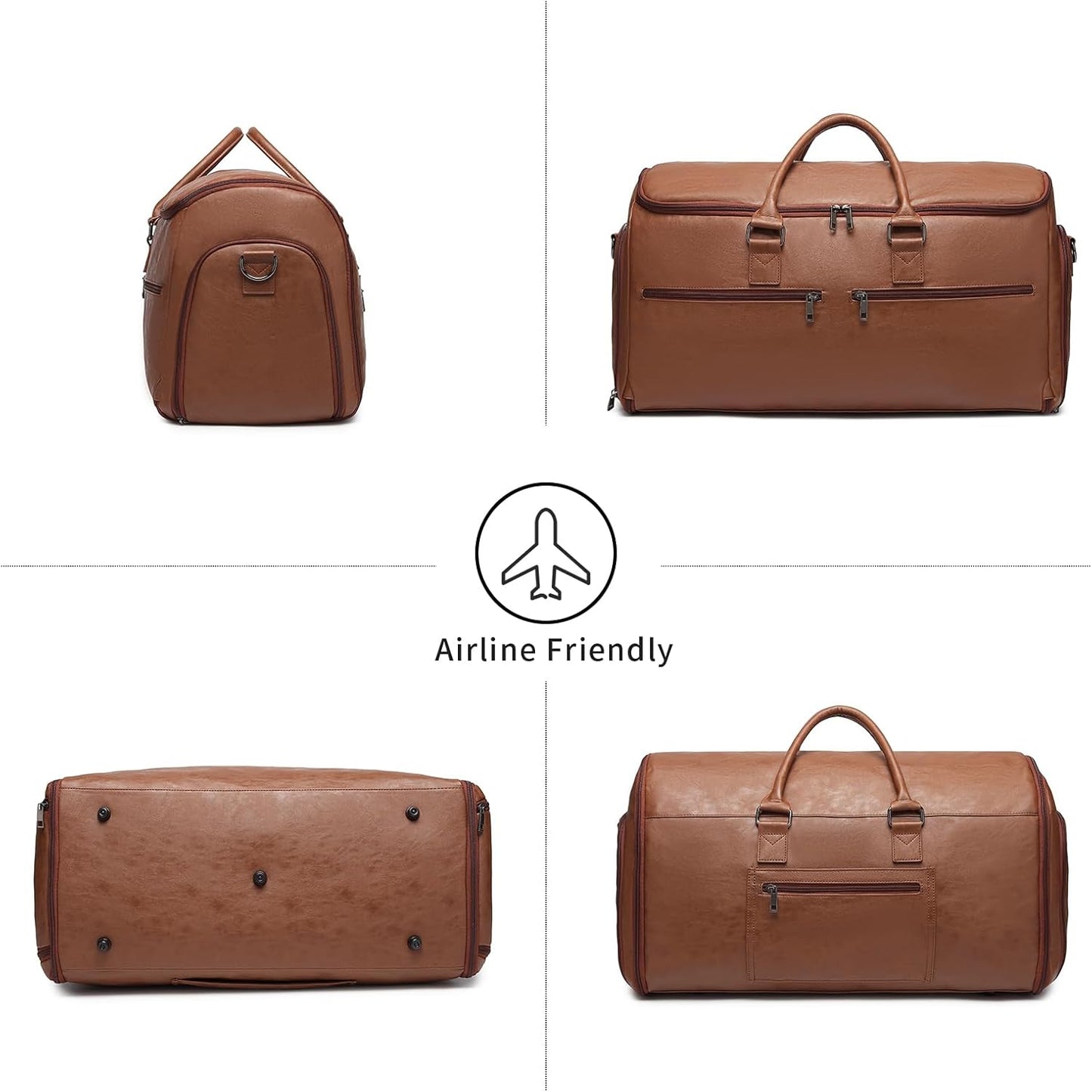 Dluxe Ave. Convertible Travel Duffel Bag/ 2 in 1 Hanging Suitcase Suit/ Business Travel Bag/ Brown