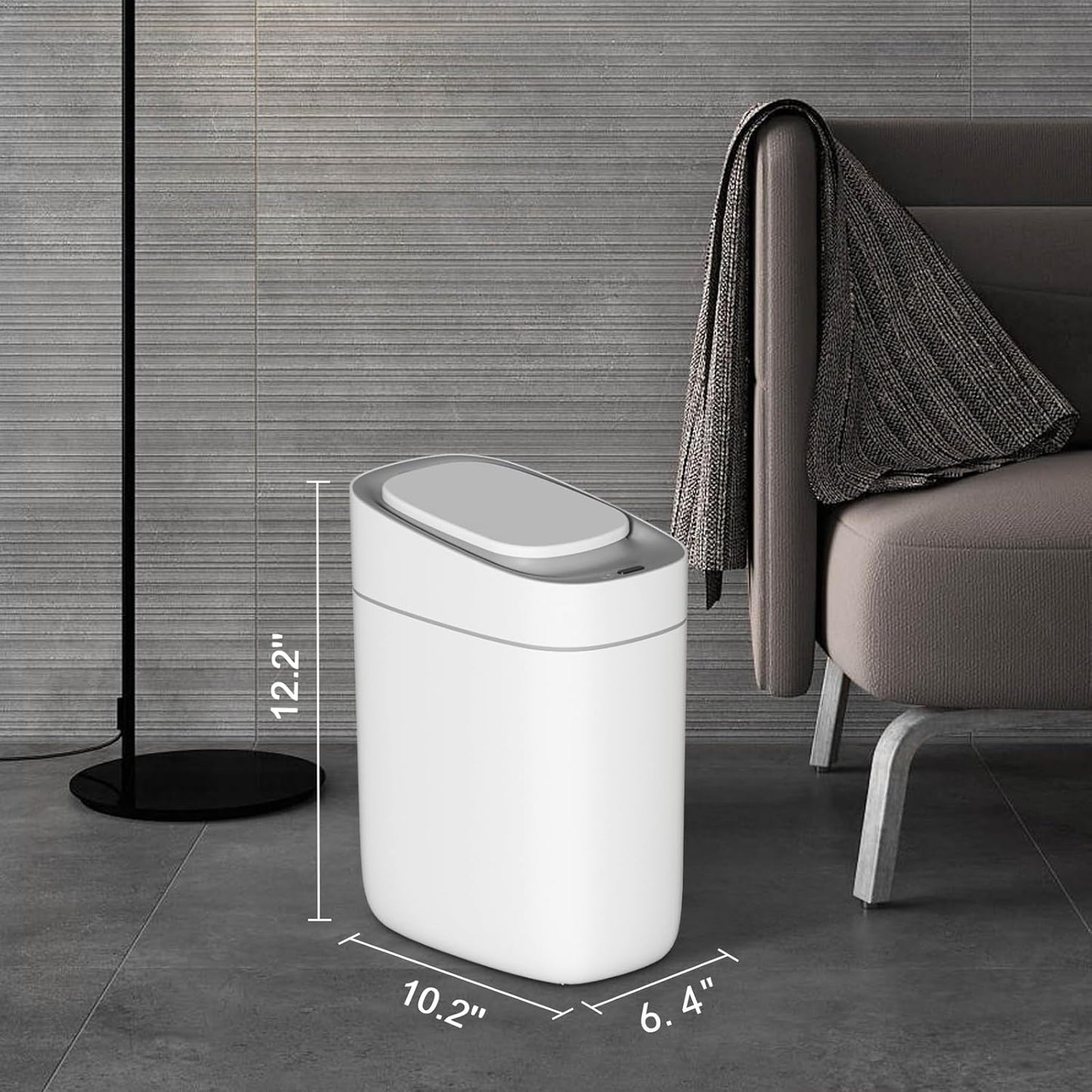 Dluxe Ave. ELPHECO Automatic Bathroom Trash Can with Lid 2.5 Gallon Slim Sensor Garbage Can 9L Narrow Plastic Trash Bin Waterproof Motion Sensor Trash Bin for Bedroom Living Room Narrow Space