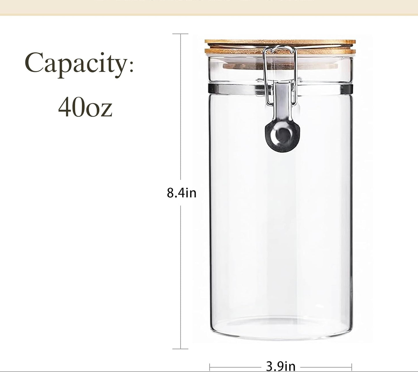 Dluxe Ave. EQEY Glass Storage Jars Set Elegant Containers with Airtight Bamboo Lids Perfect for Kitchen Organization - Flour Rice Pasta Sugar Coffee Beans Accessories Included (Coffee Jar x 2)
