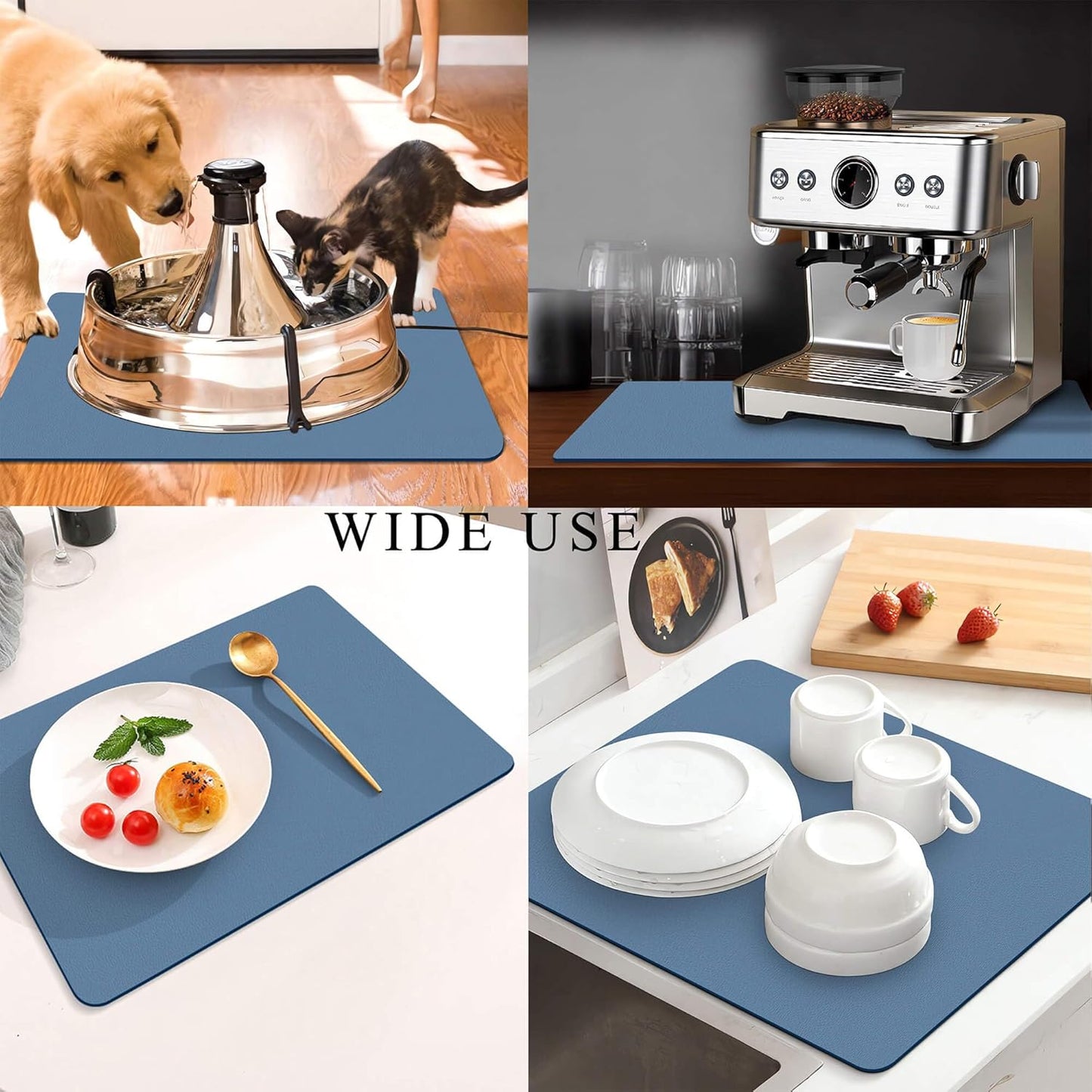 Dluxe Ave. Coffee Mat for Countertops/ (Blue) 12"x19"