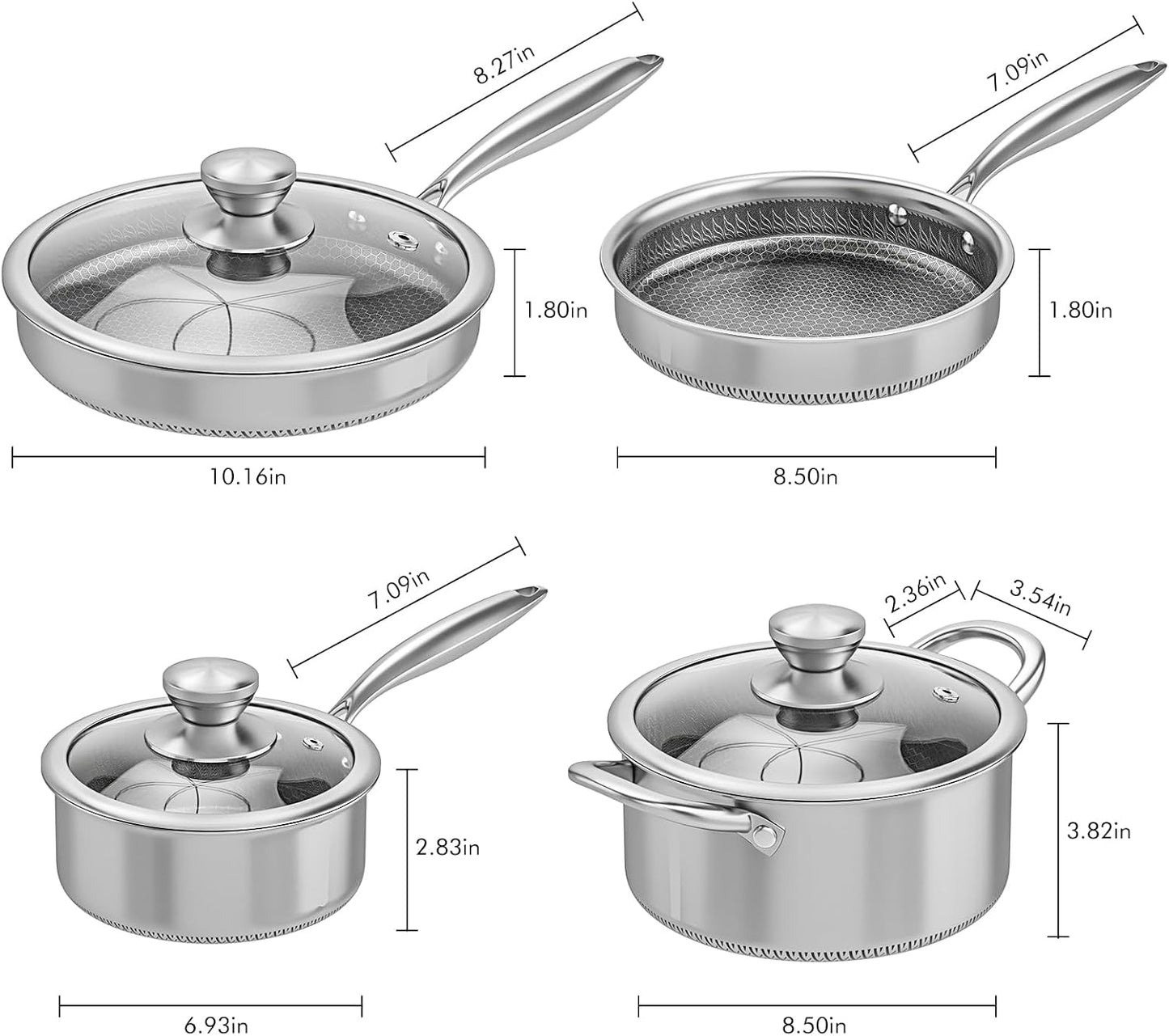 Dluxe Ave. AuFranc® Hybrid Nonstick Stainless Steel Pots and Pans Set Induction Cookware