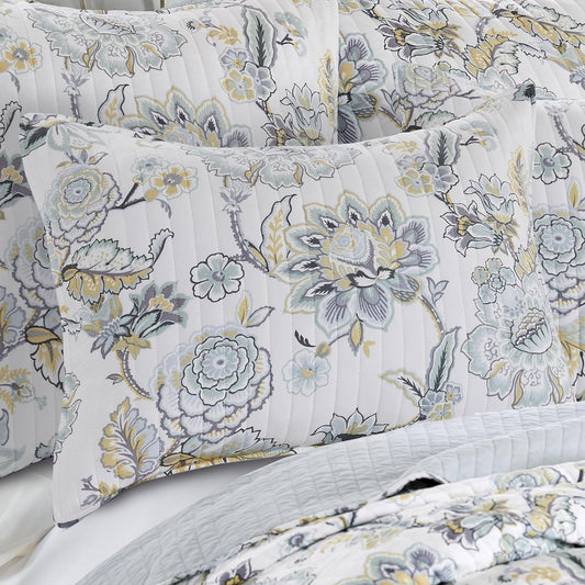 Dluxe Ave. ( TWIN ) 2 Pcs Ophelia Spa Quilt Set/ Quilt (68x86in.) and Sham (20x26in.), Reversible, Rayon/Cotton