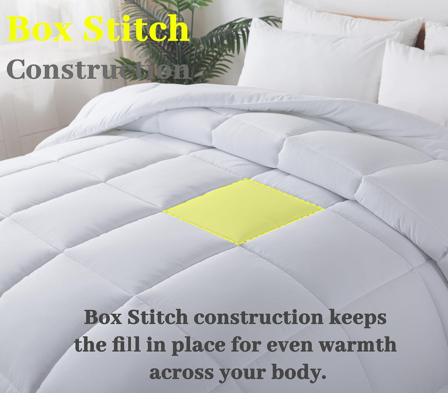 Dluxe Ave. ( QUEEN ) Down Alternative Comforter Duvet Insert with Corner Tabs/ for All Season/ Quilted Bed Comforter/ Box-Stitched Lightweight, Comforter/ White