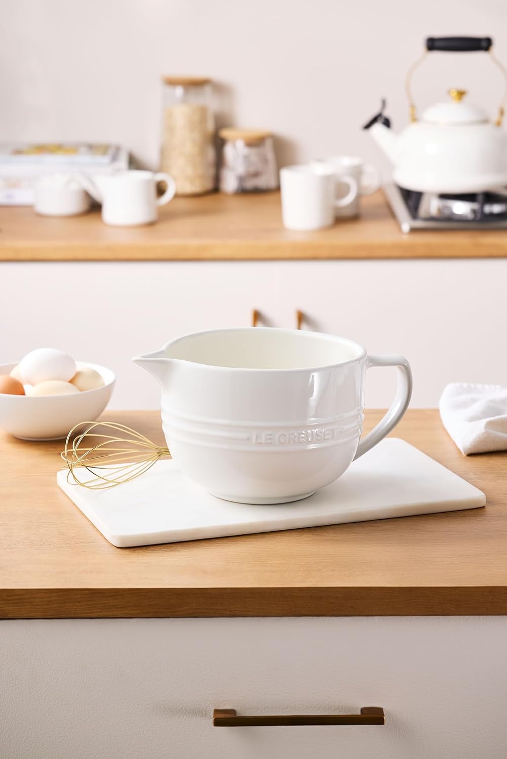 Dluxe Ave. (Limited Edition) Le Creuset Stoneware Signature Batter Bowl 3.25qt. Cerise