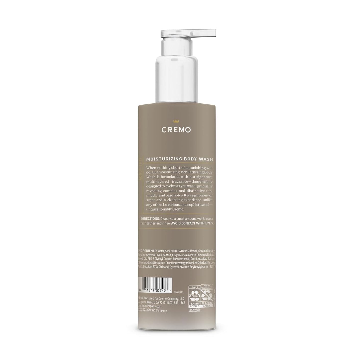 Dluxe Ave. Cremo Skin Moisturizing Almond Bloom Womens Body Wash Notes of Spicy Pink Pepper Creamy Almond and Soft Suede 16 Fl Oz