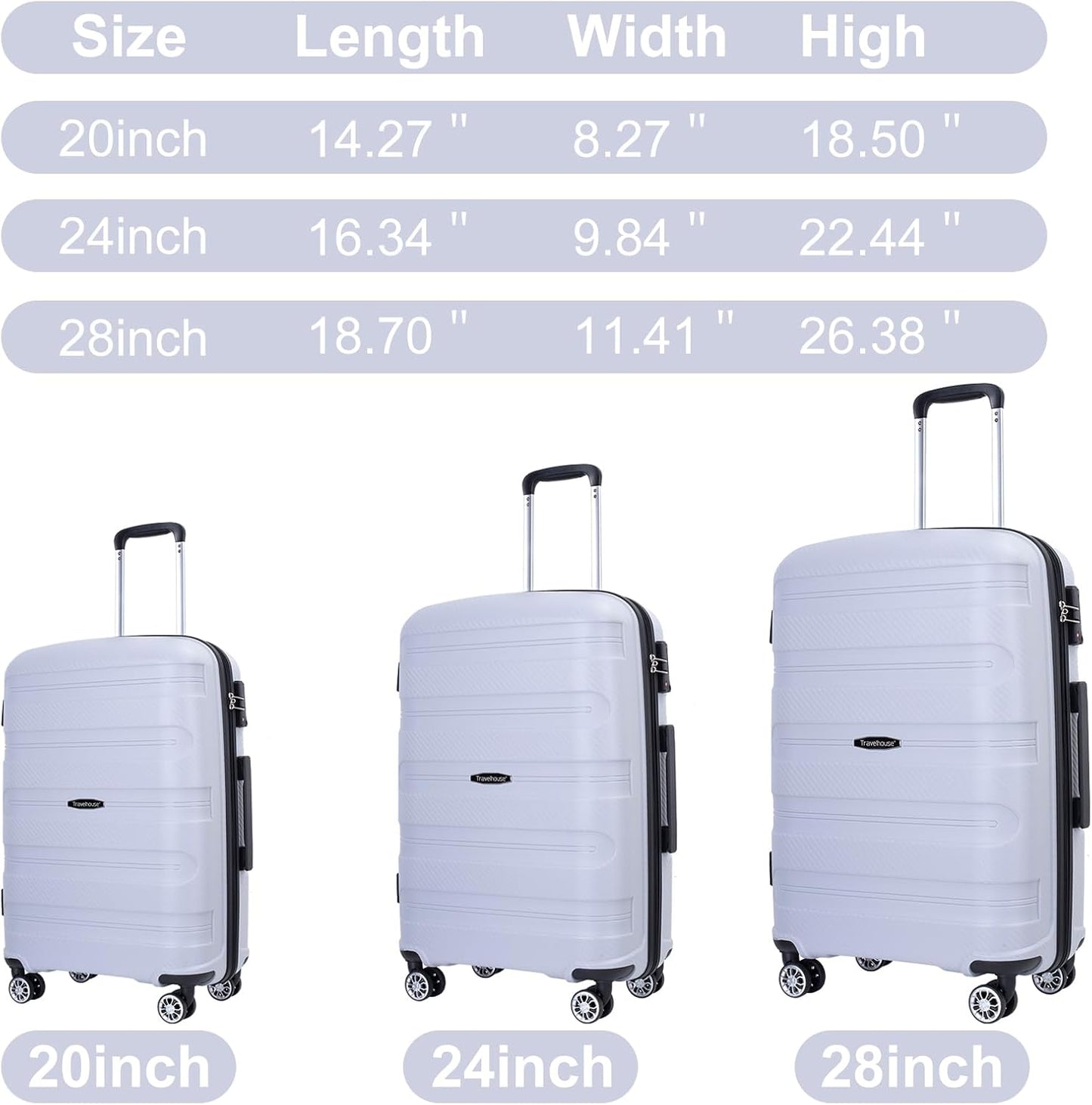 Dluxe Ave. Luggage 3 Pcs Set/ Hardshell/ Spinner Wheels/ Lightweight Carry On/ TSA Lock