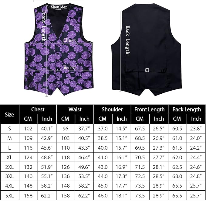 Dluxe Ave. (MEDIUM) Mens 6PCS Vest Tie Set/ Waistcoat with Handkerchief Clip Pin/ Royal Blue