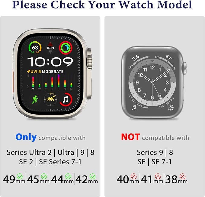 Dluxe Ave. V-MORO Compatible with Apple Watch Ultra Band Apple Watch Ultra 2 49mm Silicone Rubber Bands for iWatch Series 9/8/SE2/7/6/SE/5/4/3/2/1 45mm 44mm 42mm Stainless Steel Metal Connector Band(Army Green)