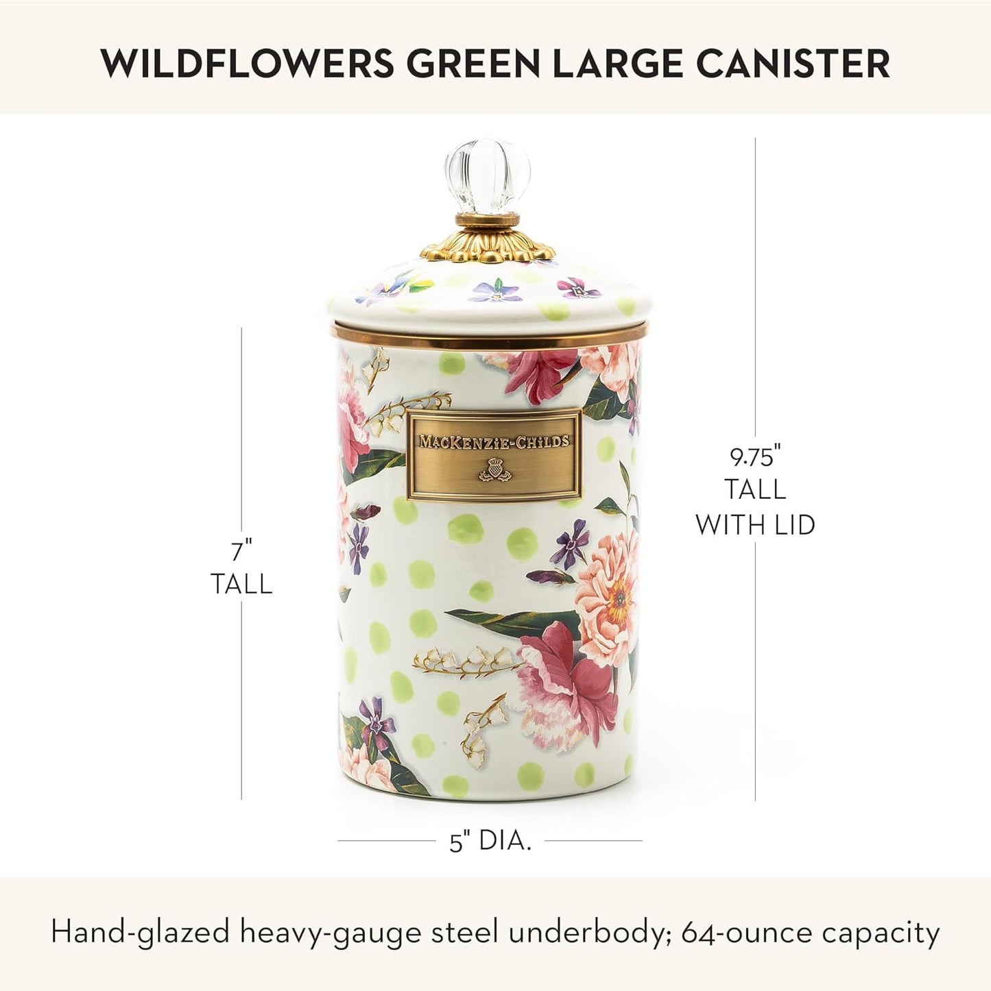Dluxe Ave. Enamel Canister/Floral Kitchen Storage Container with Lid