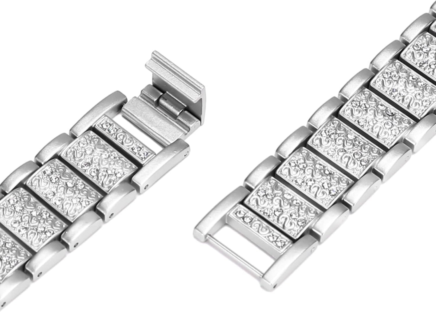 Dluxe Ave. MOSISO Compatible with Apple Watch Band 49mm 45mm 44mm 42mm Women Stainless Steel Metal Wristband Strap with Rhinestones Decoration for iWatch Series 9 8 7 6 5 4 3 2 1 SE Ultra Silver