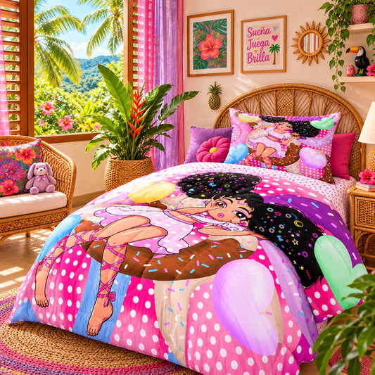 Dluxe Ave. (QUEEN) 2Pcs Comforter and Bedding Set/ Pink