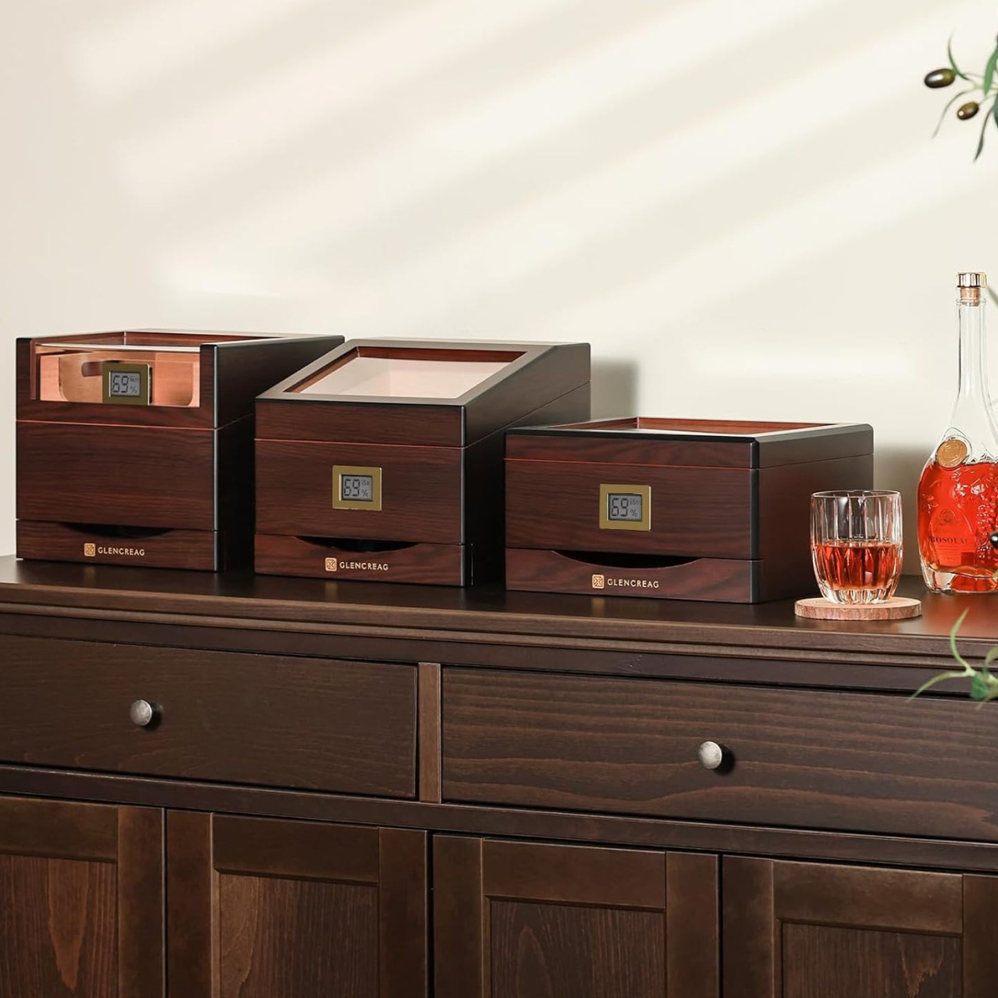 Dluxe Ave. Cigar Humidor Box for 55 Counts