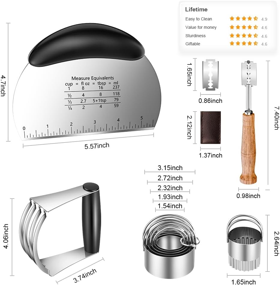 Dluxe Ave. Biscuit Cutter Dough Scraper/ Stainless Steel Set (5Pcs)
