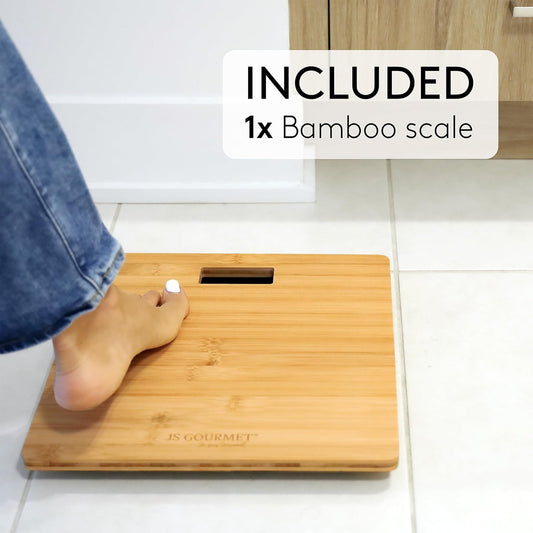 Dluxe Ave. JS Gourmet Wooden Bamboo Bathroom Body Weight Scale with Digital LCD Display