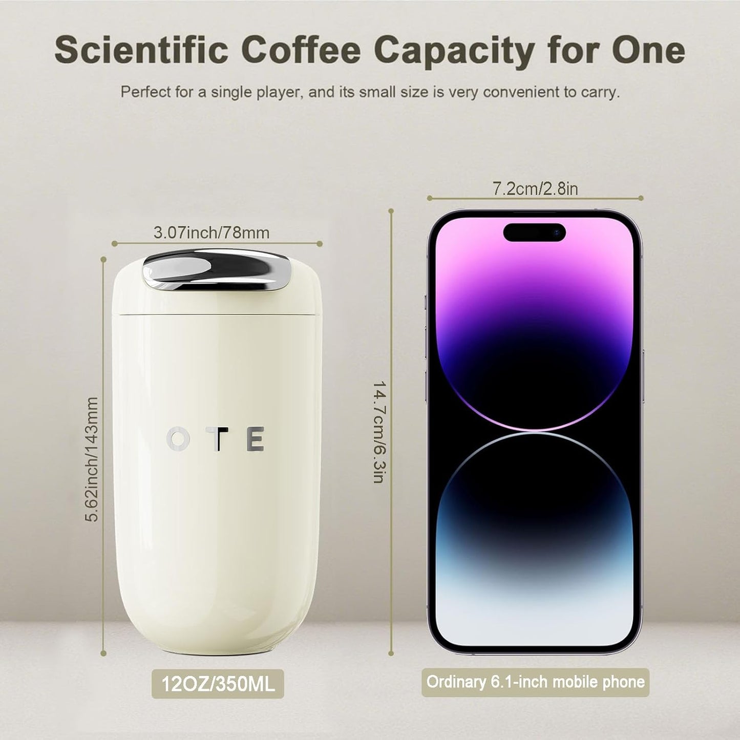 Dluxe Ave. OTE Coffee Cup Travel Mug 12oz/ 350 ML (Beige)