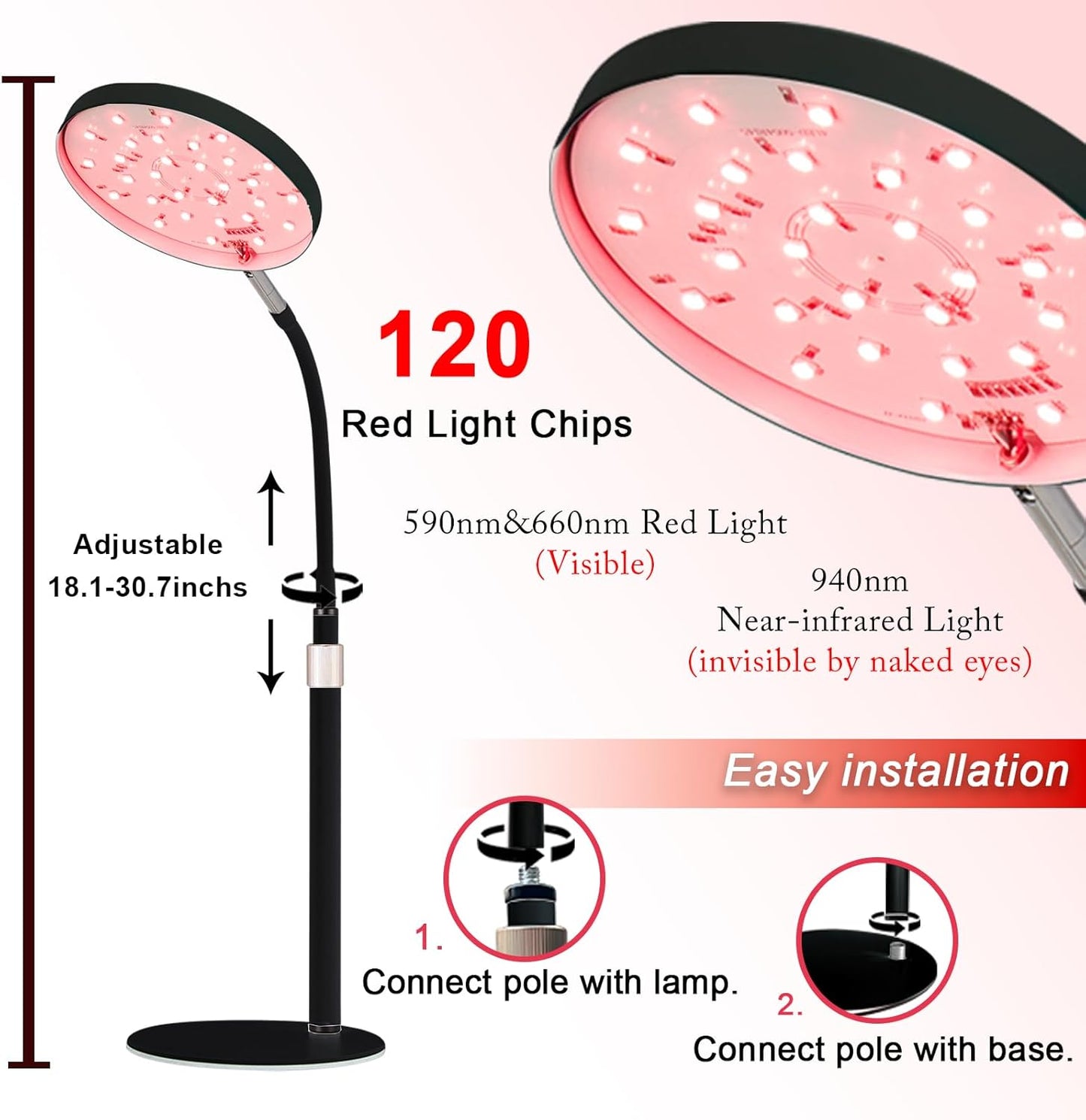 Dluxe Ave. Red Light Therapy for Face/ 3 in 1 LED Chip/ 590+660+940nm-infrared Light