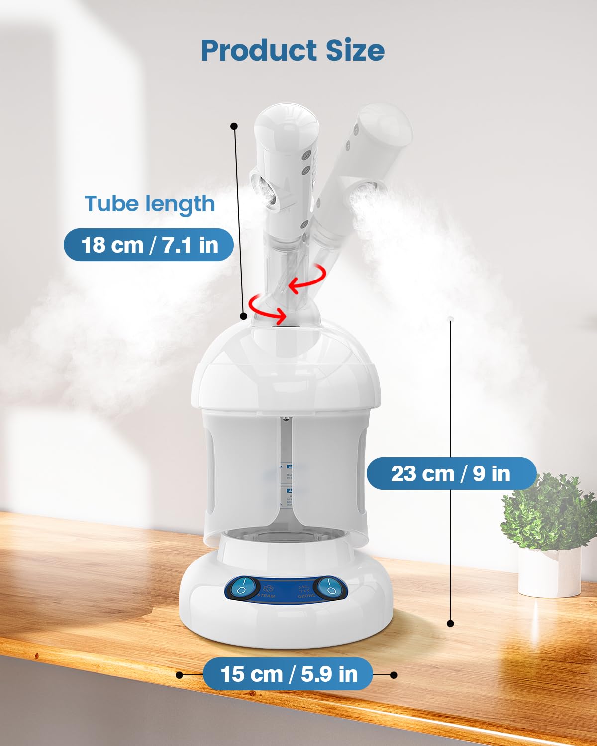 Dluxe Ave. Face Steamer with 360° Rotating Arm / White