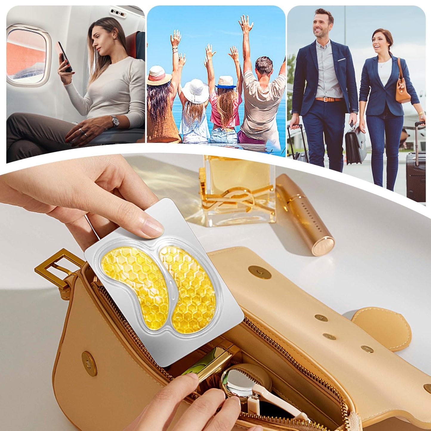 Dluxe Ave. Pink Eye Mask 60Pcs 5 Portable/ 24K Gold Collagen Under Eye Patches