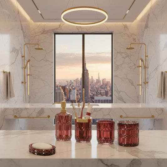 Dluxe Ave. 5Pcs Bathroom Accessories Set/Glass Soap Dispenser