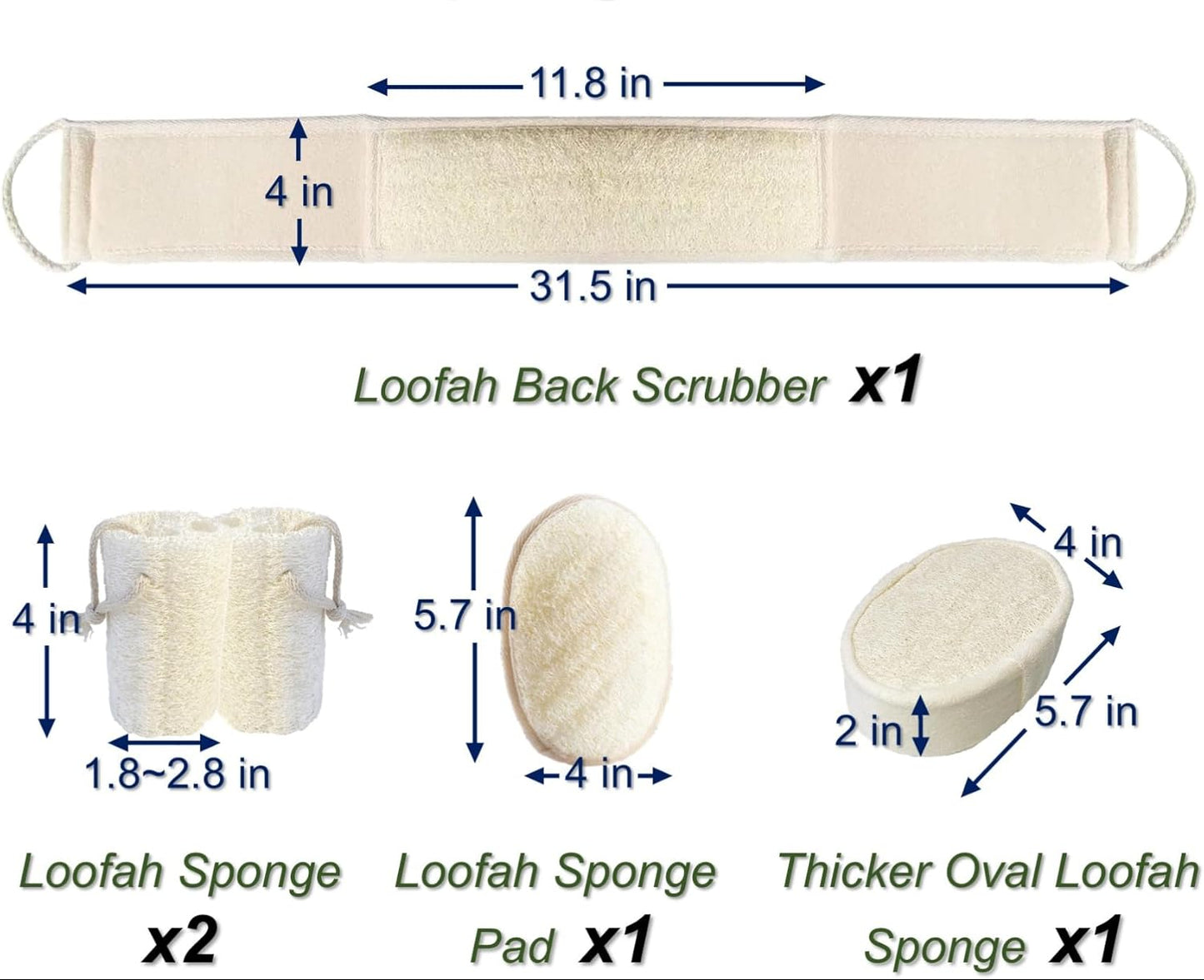 Dluxe Ave. YUNKWONG Natural Loofah Sponge Loofah Exfoliating Body Scrubber for Men Women (5 pcs in Box)