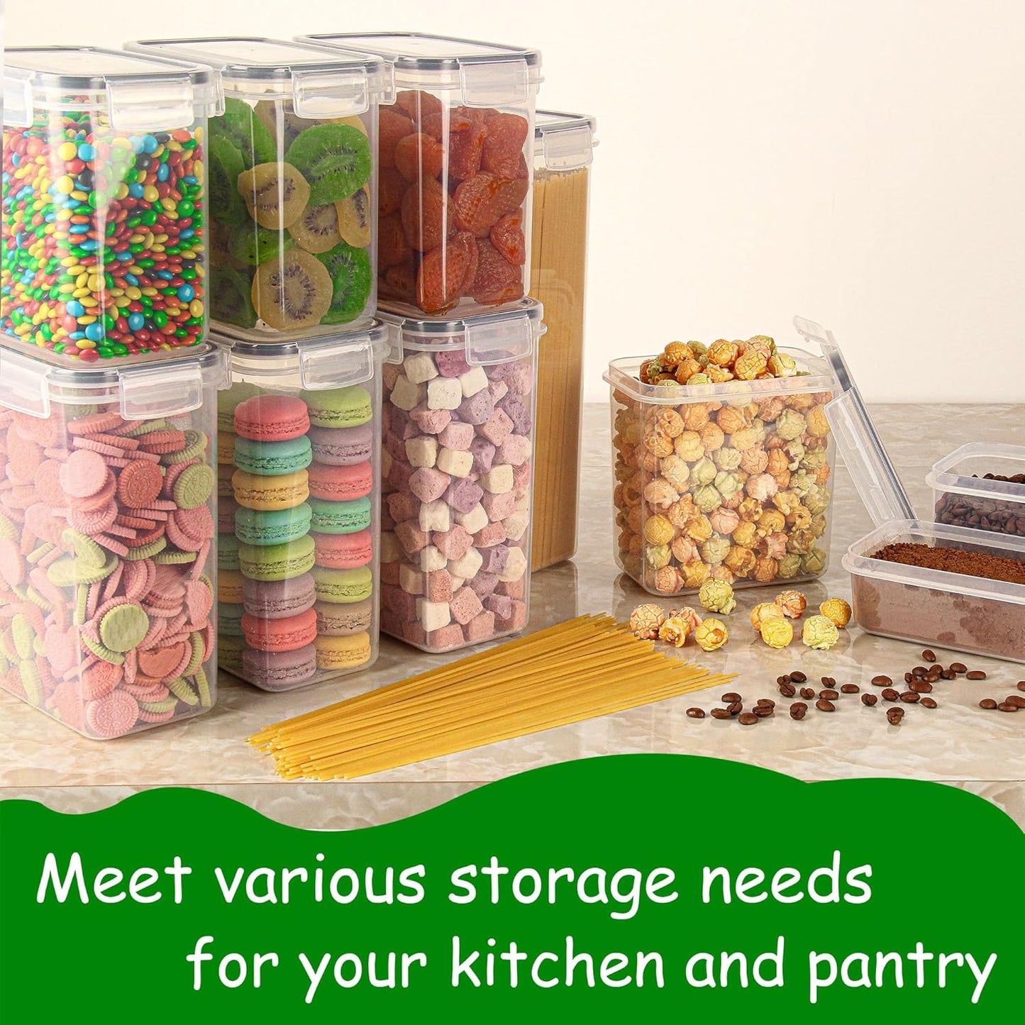 Dluxe Ave. Airtight Food Storage Containers with Lids Set 30 Pack with Labels & Spoons