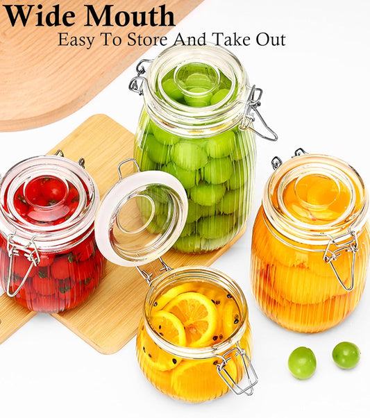Dluxe Ave. GMCOZY Glass Jar With Airtight Lid 16 Oz-6set Thicken Sealed Food Storage Canister Wide Mouth Mason Storage Jars For Kitchen Pantry Coffee Beans Nuts Baking Goods Tea Spice Cereal Fruits